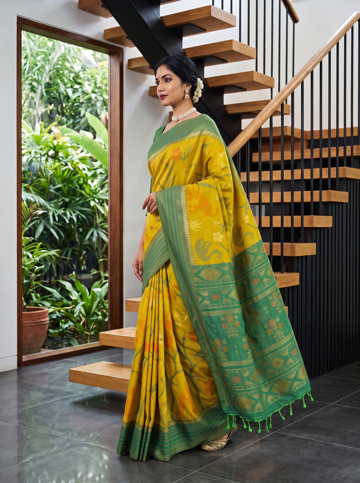 MIMOSA Olive Saree Saree — pose 4 styling detail