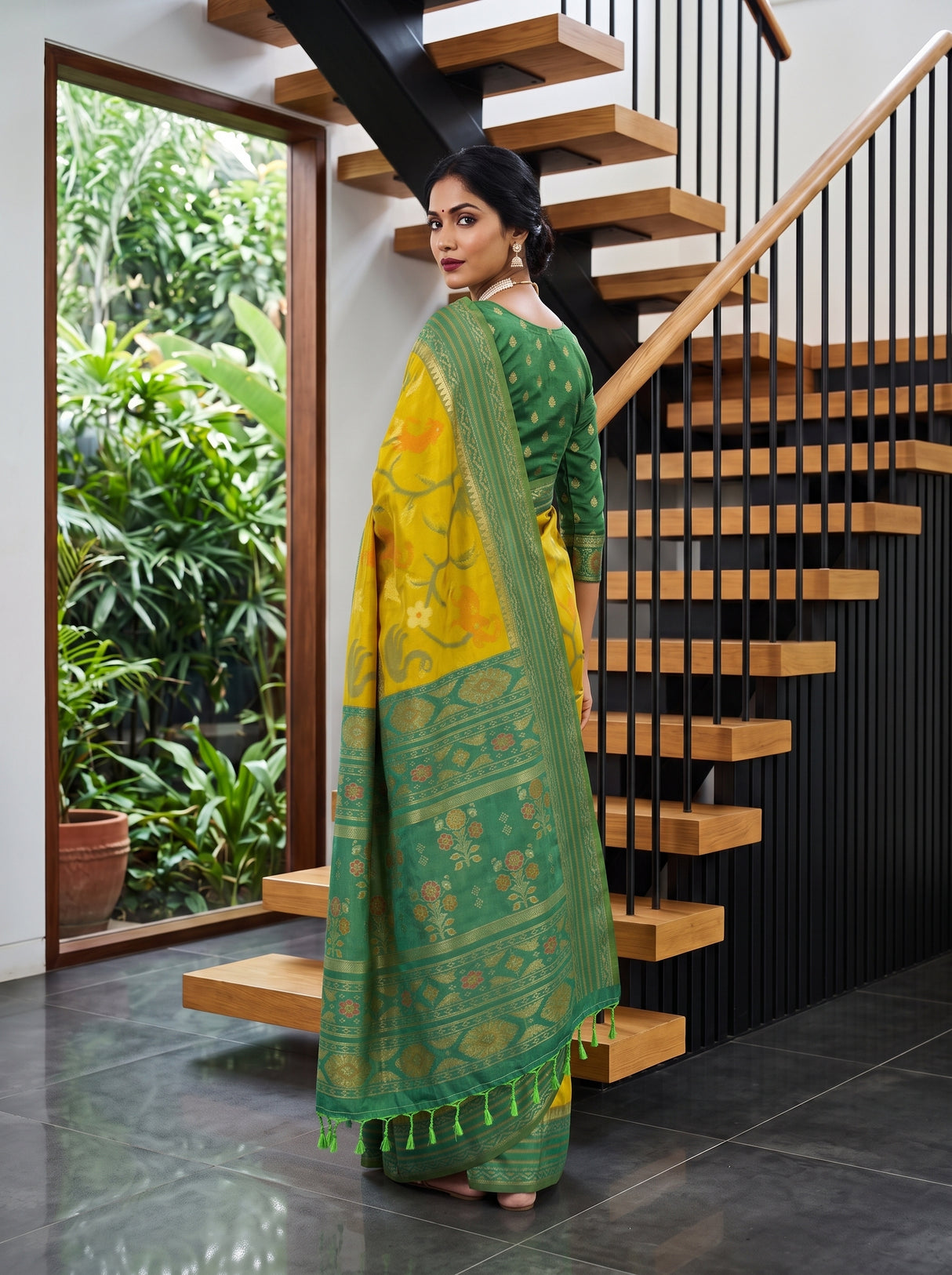 MIMOSA Olive Saree Saree — pose 9 styling detail