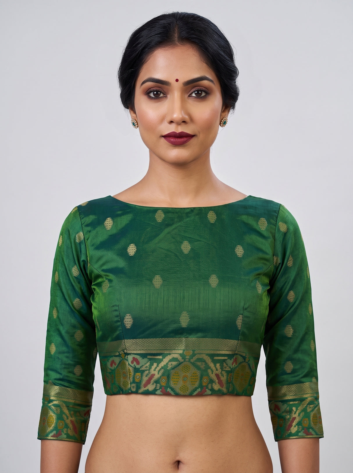 MIMOSA Olive Saree Saree — blouse close-up