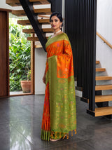 MIMOSA Orange Saree Saree — pose 3 styling detail