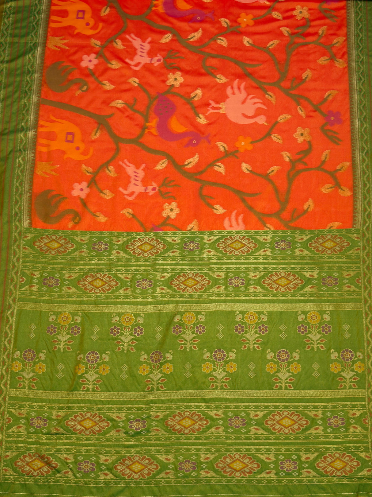 MIMOSA Orange Saree Saree — pallu and zari work detail