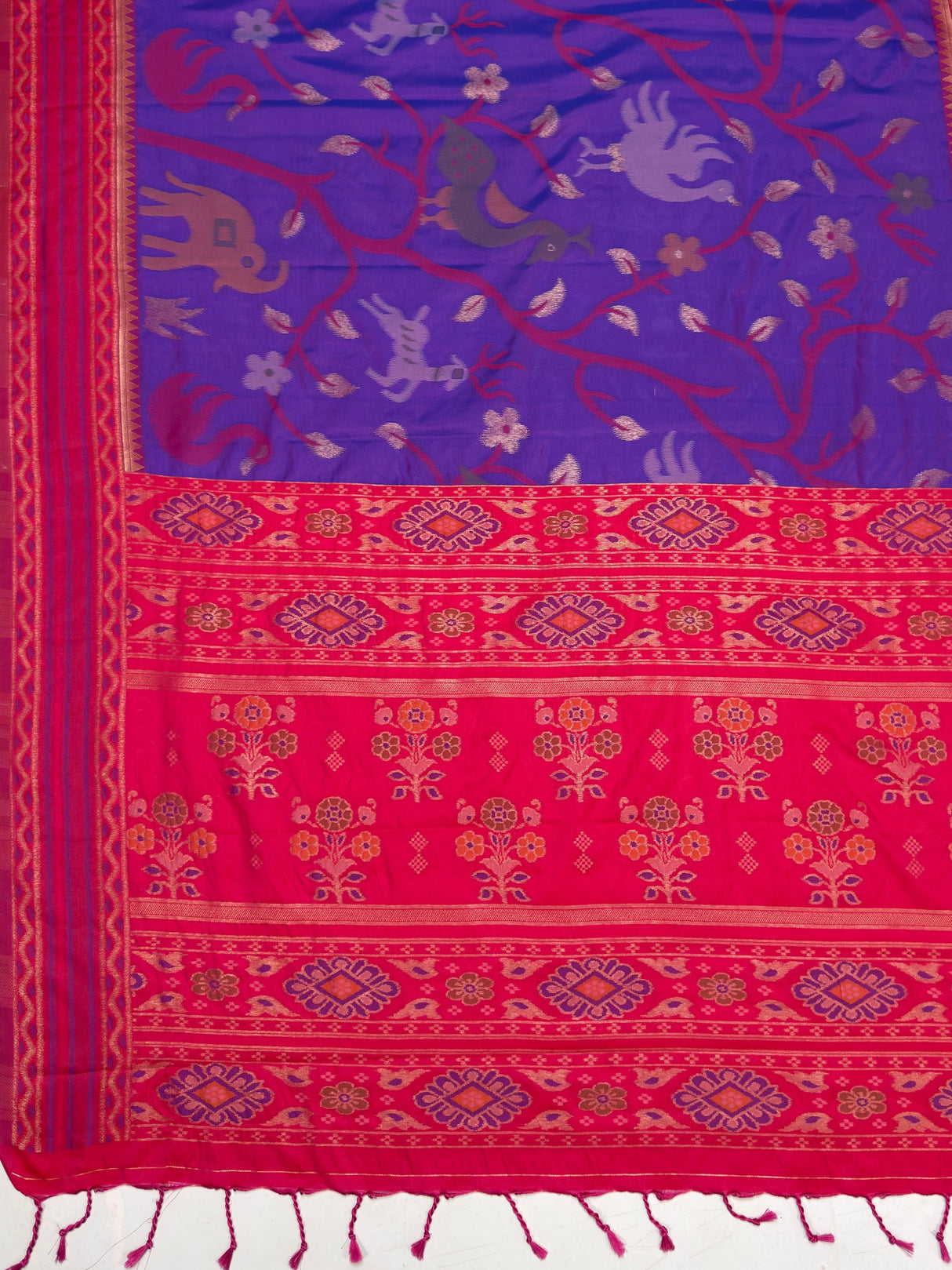 MIMOSA Purple Saree Saree — pallu and zari work detail