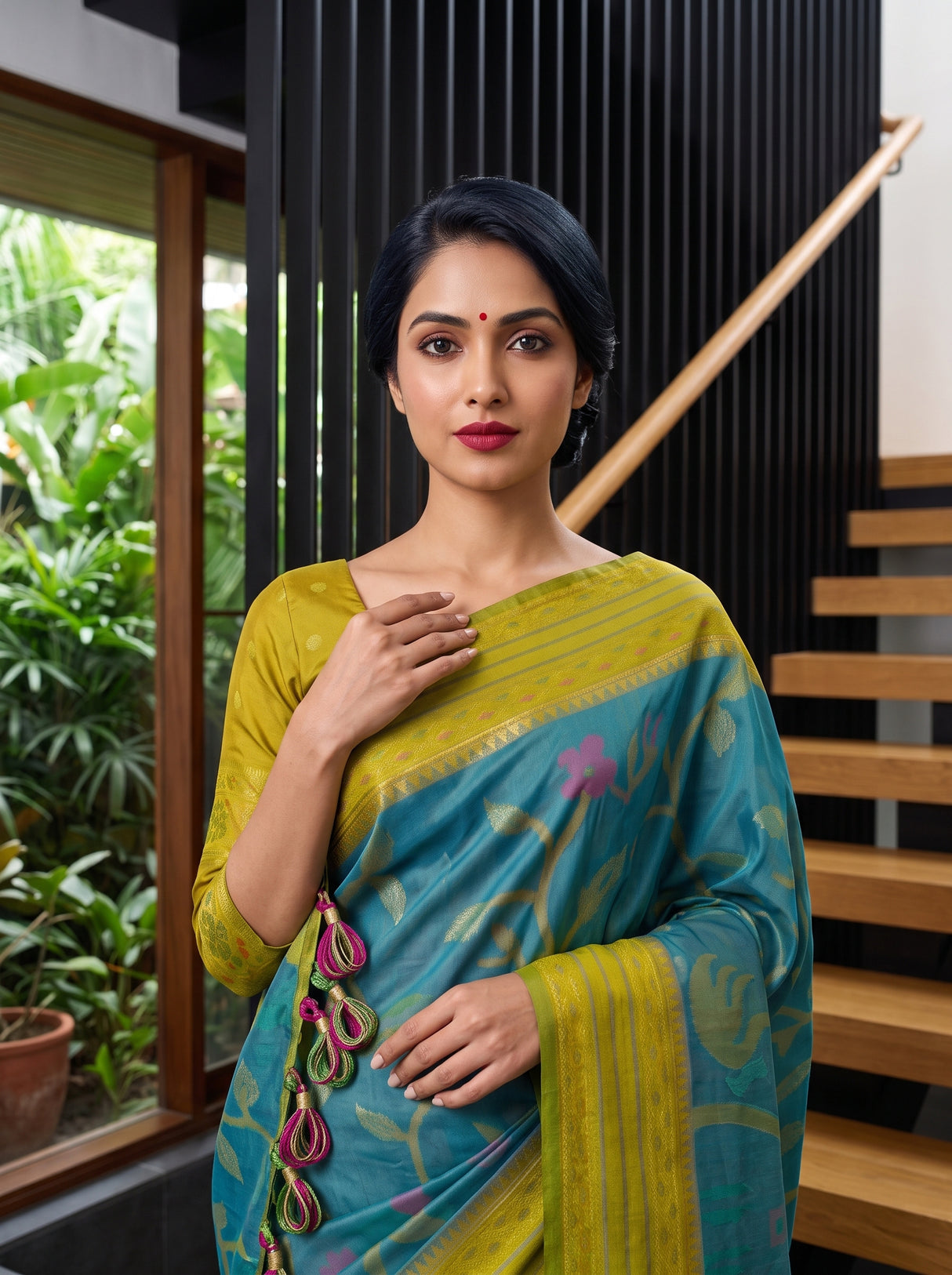 MIMOSA Sapphire Saree Saree — pose 10 styling detail