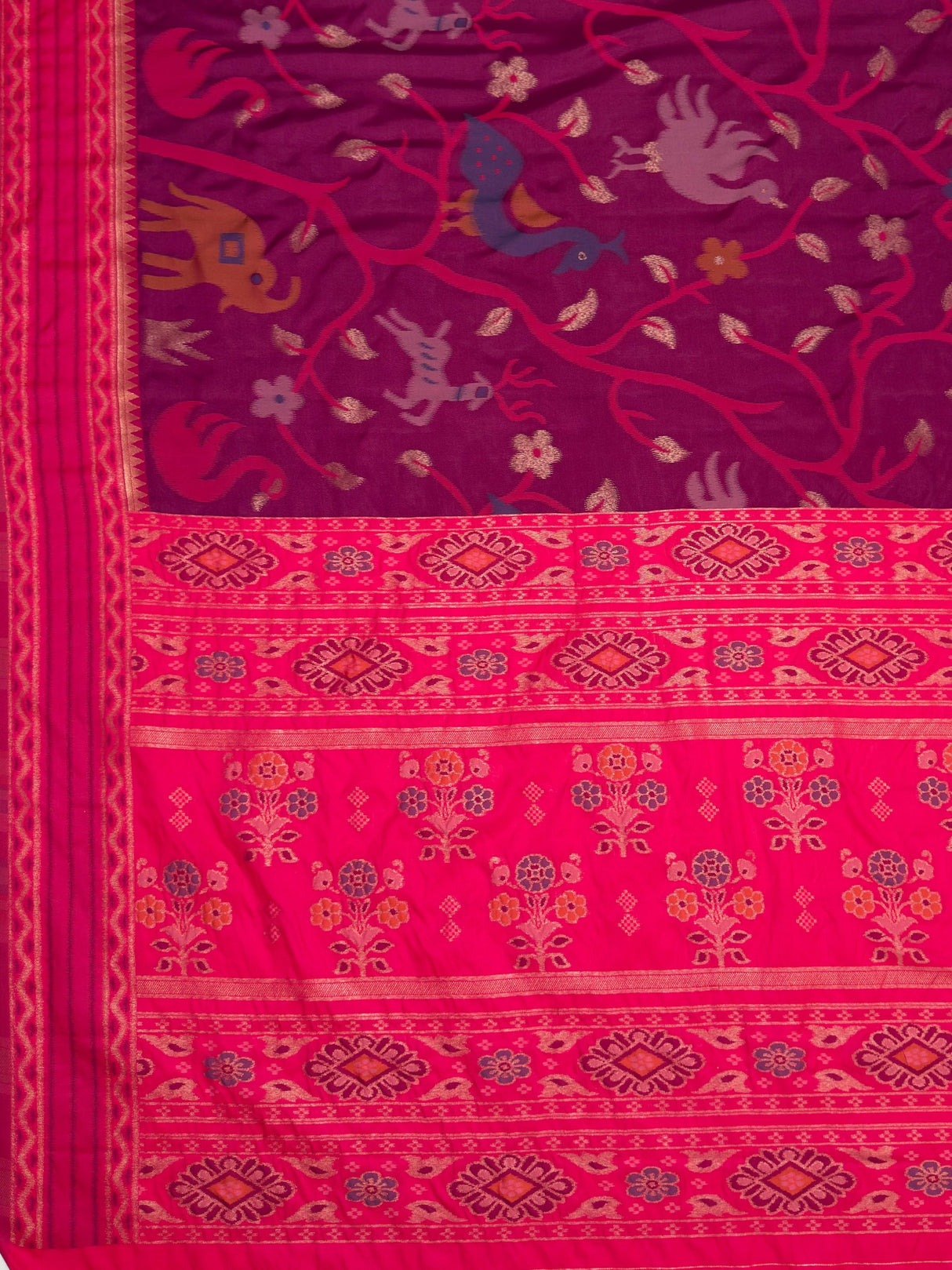 MIMOSA Wine Saree Saree — pallu and zari work detail