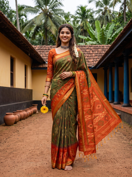 MIMOSA Chiku Saree Saree — front view on mannequin