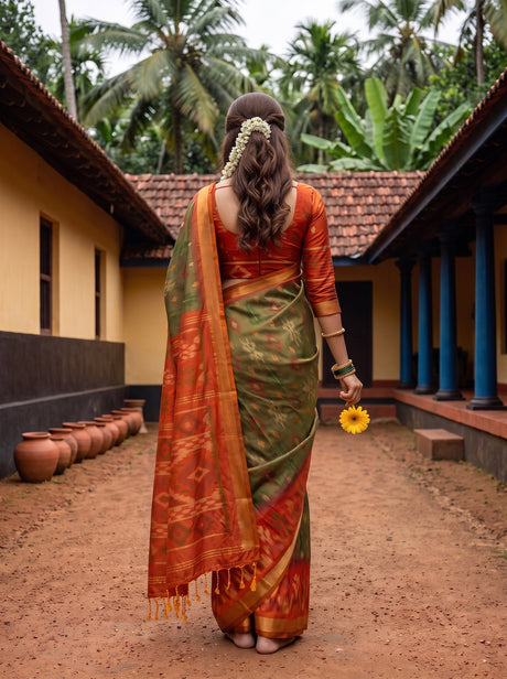 MIMOSA Chiku Saree Saree — pose 2 styling detail