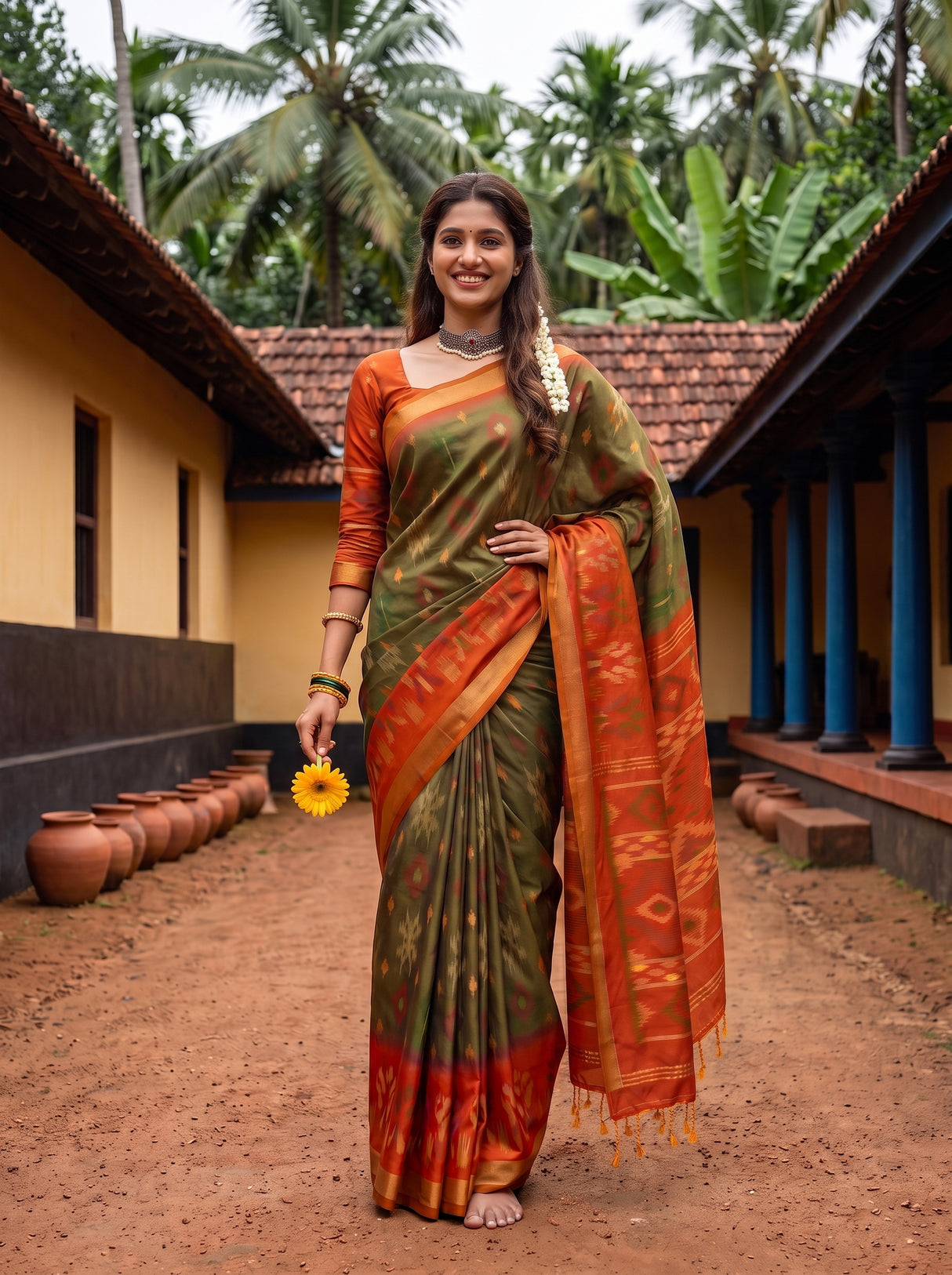 MIMOSA Chiku Saree Saree — pose 4 styling detail