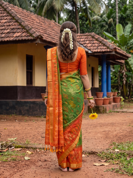 MIMOSA Green Saree Saree — pose 2 styling detail