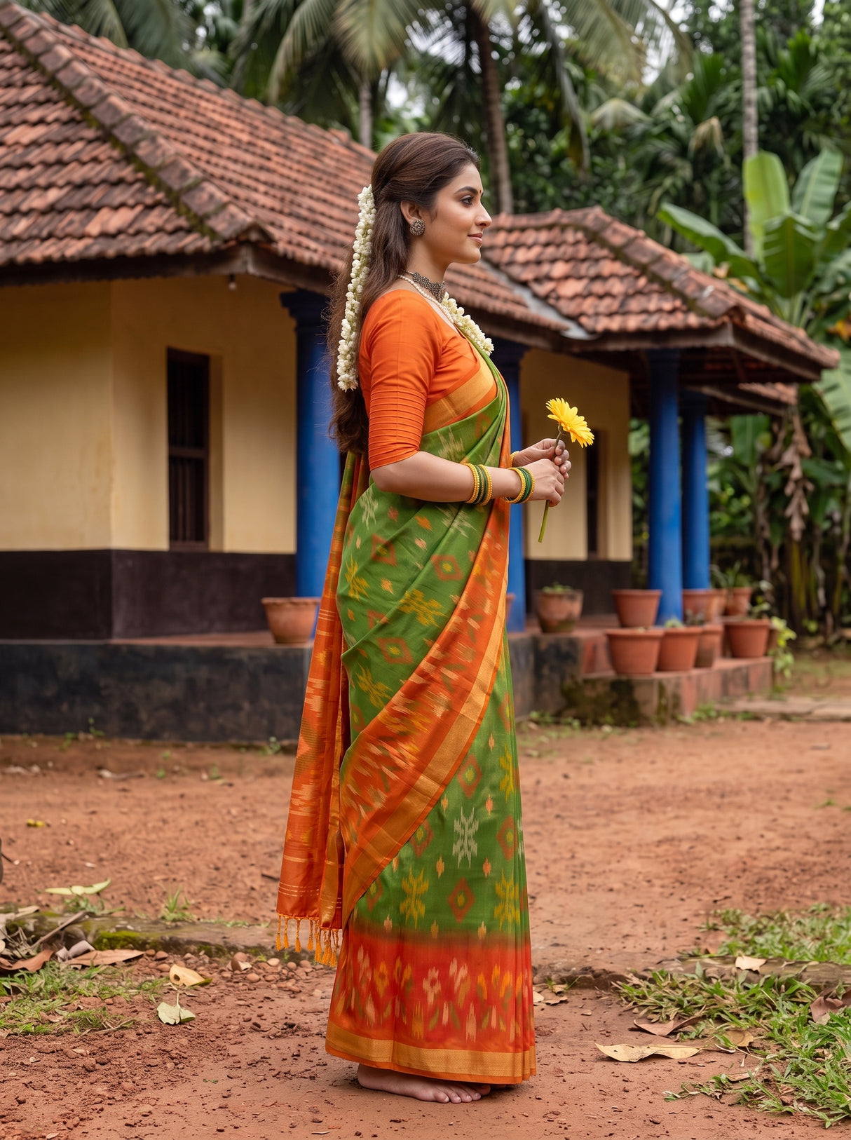 MIMOSA Green Saree Saree — pose 3 styling detail