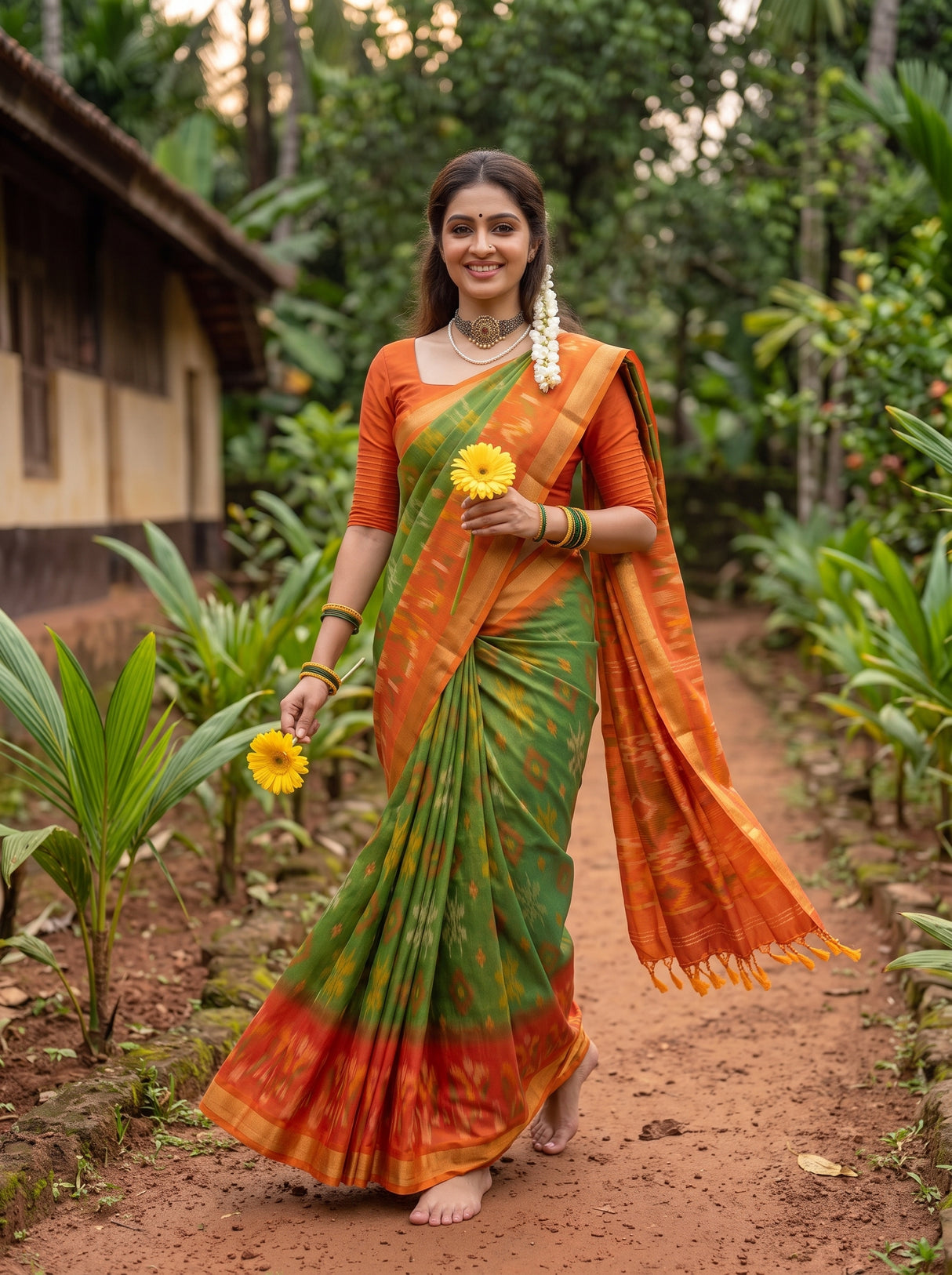 MIMOSA Green Saree Saree — pose 6 styling detail