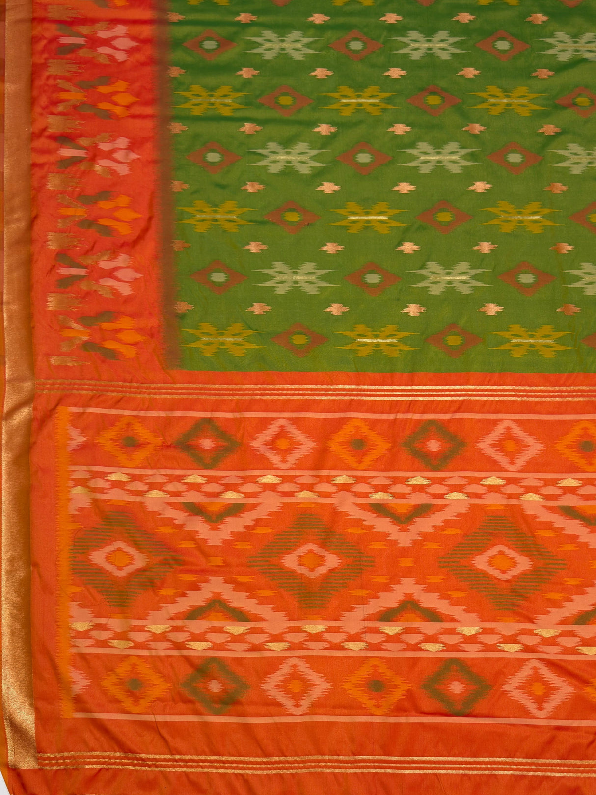 MIMOSA Green Saree Saree — pallu and zari work detail