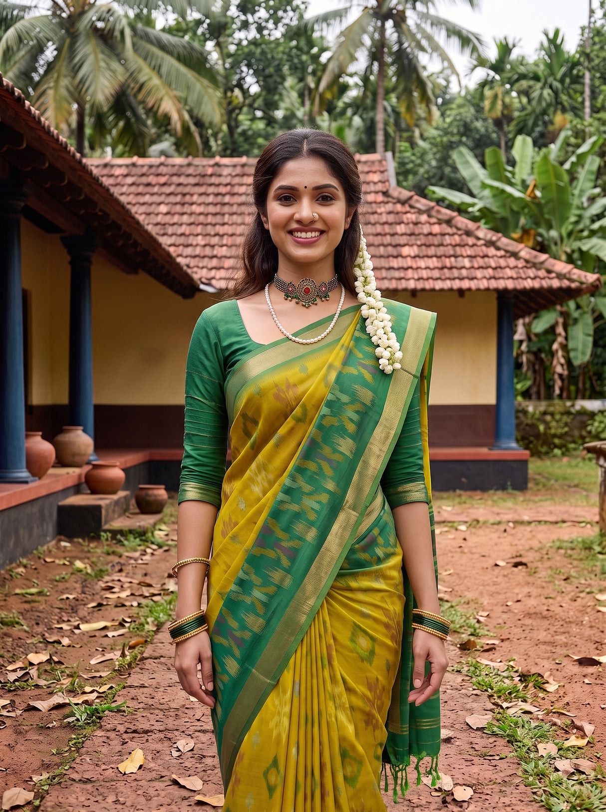MIMOSA Olive Saree Saree — pose 10 styling detail