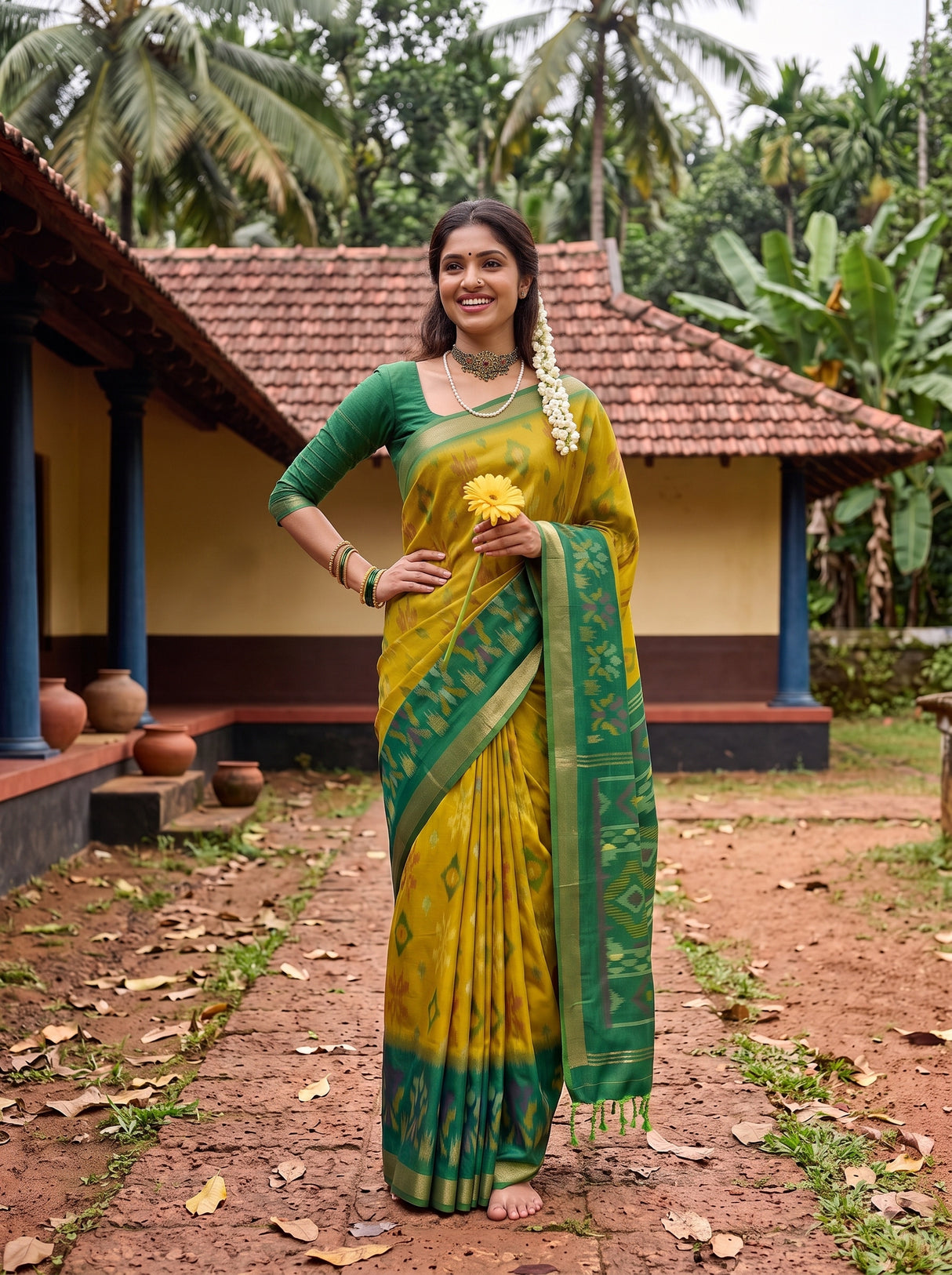 MIMOSA Olive Saree Saree — pose 4 styling detail