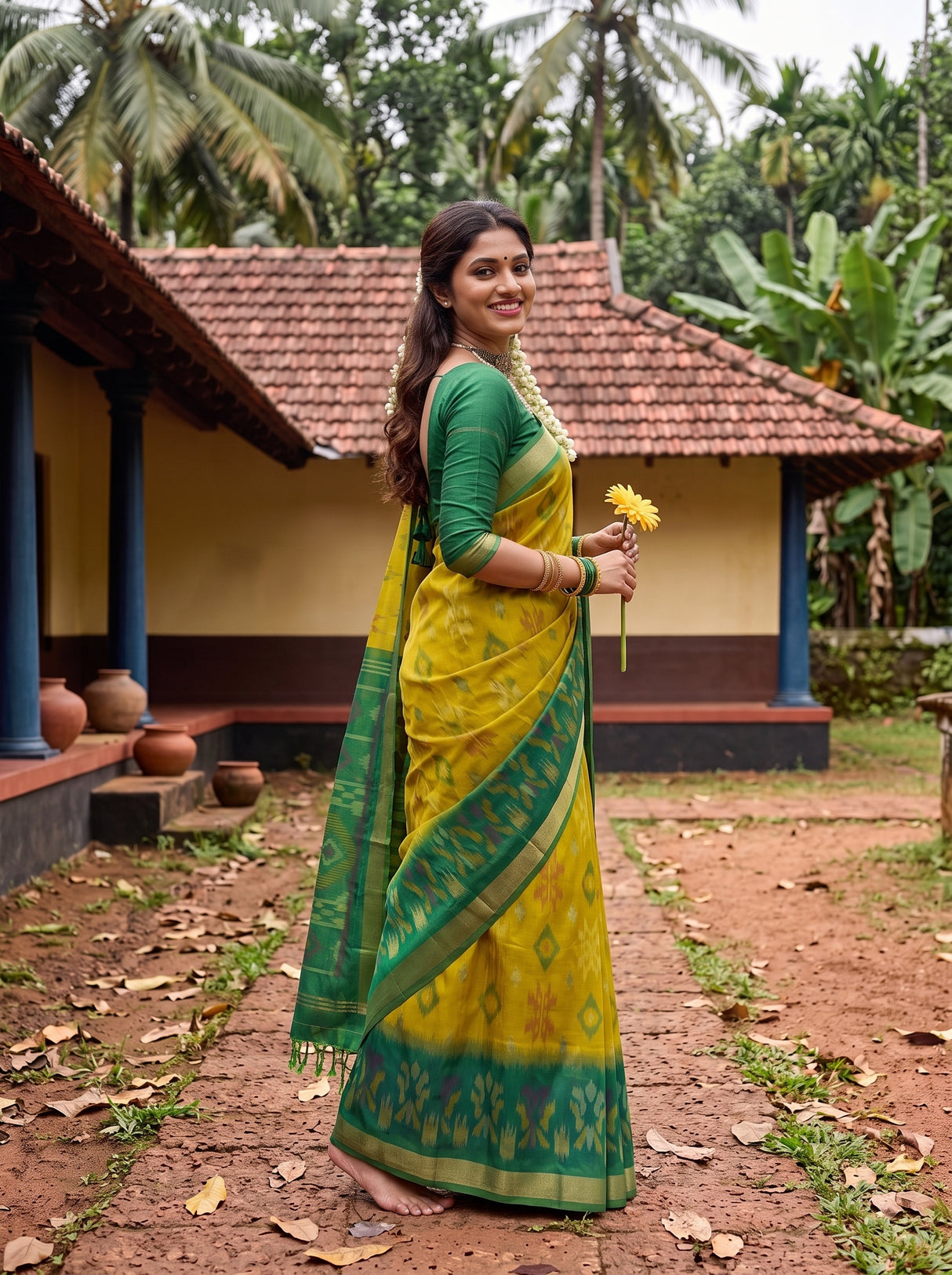 MIMOSA Olive Saree Saree — pose 5 styling detail