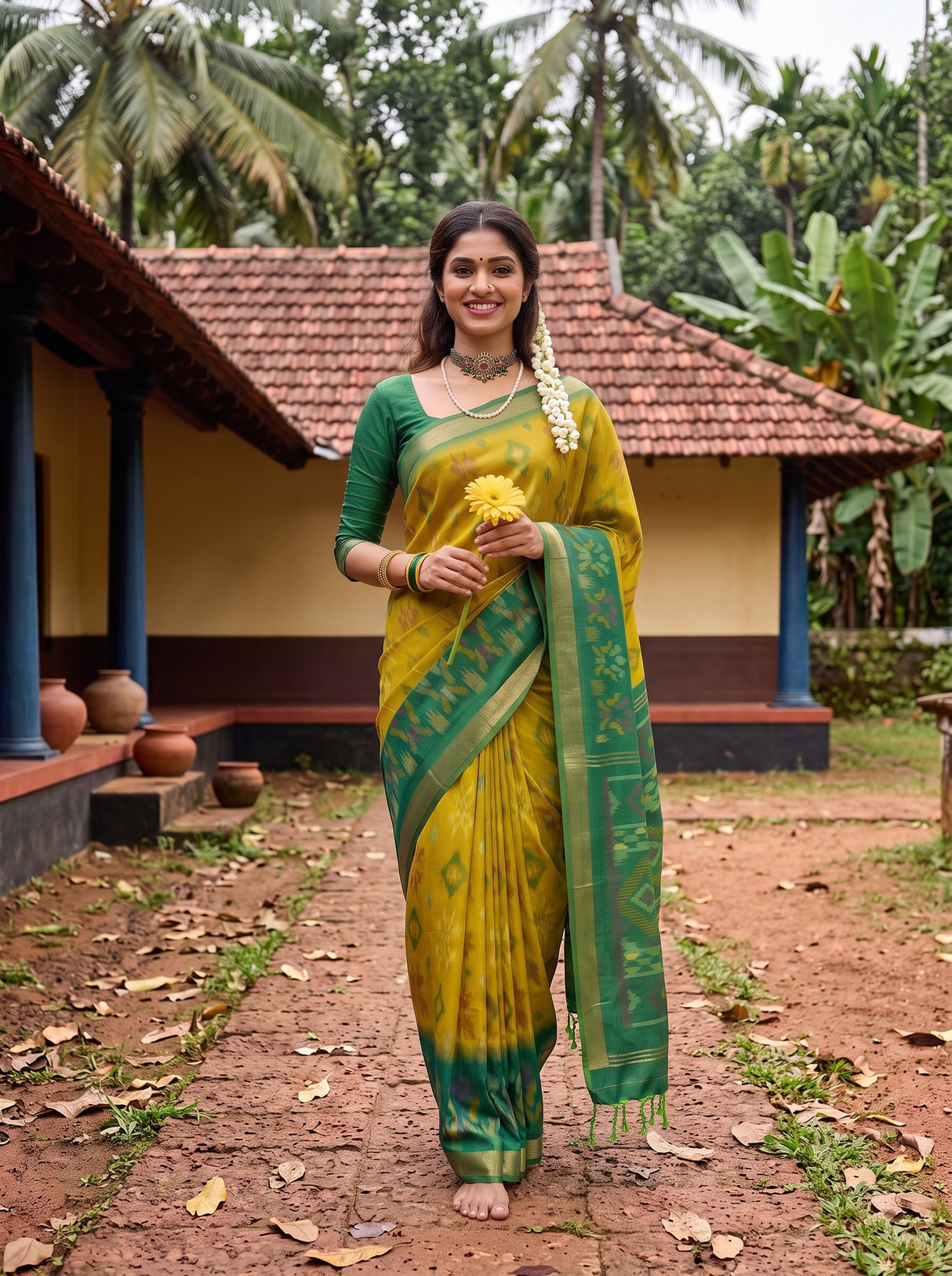 MIMOSA Olive Saree Saree — pose 6 styling detail