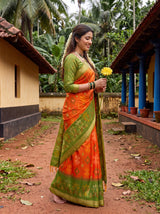 MIMOSA Orange Saree Saree — pose 3 styling detail
