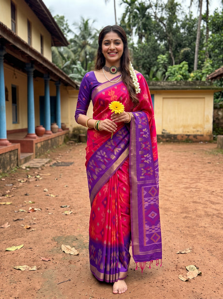 MIMOSA Rani Saree Saree — front view on mannequin