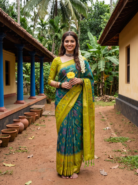 MIMOSA Sapphire Saree Saree — front view on mannequin