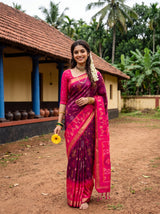 MIMOSA Wine Saree Saree — front view on mannequin