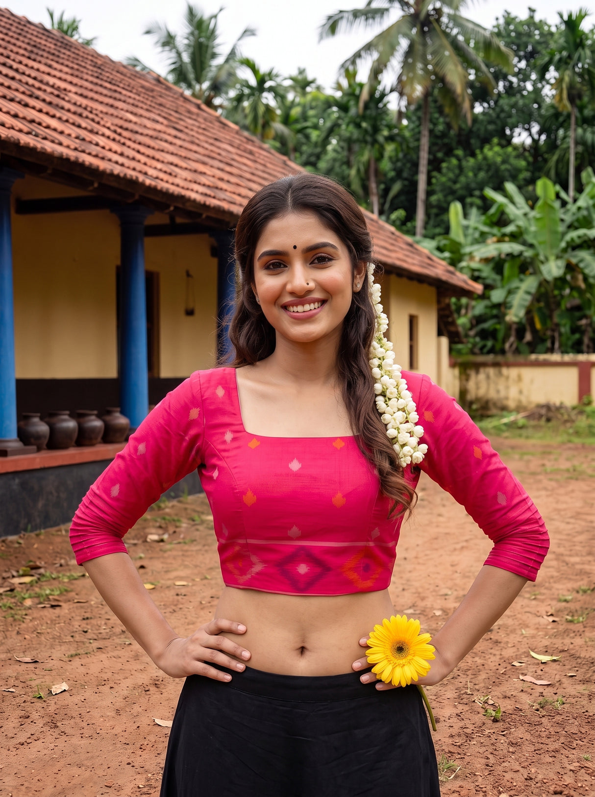 MIMOSA Wine Saree Saree — blouse close-up