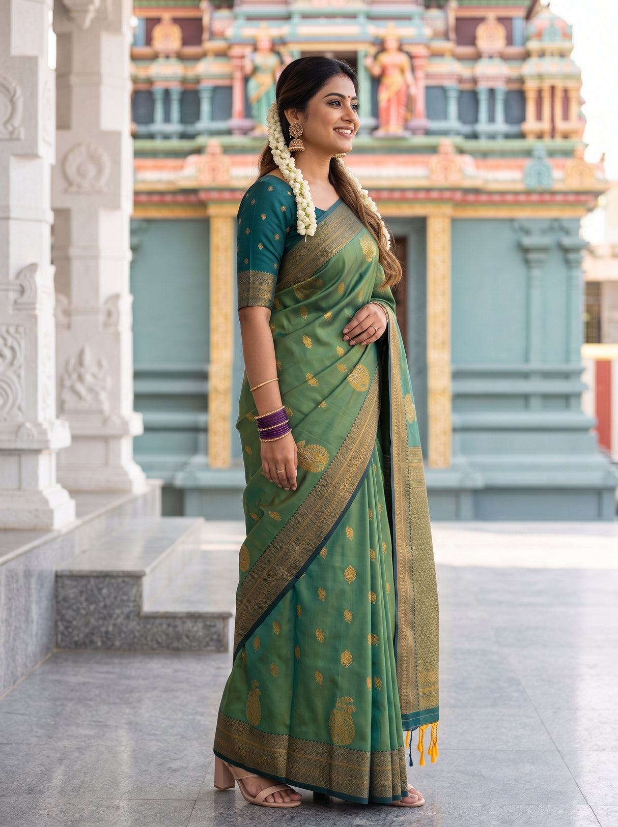 MIMOSA Green Saree Saree — pose 3 styling detail