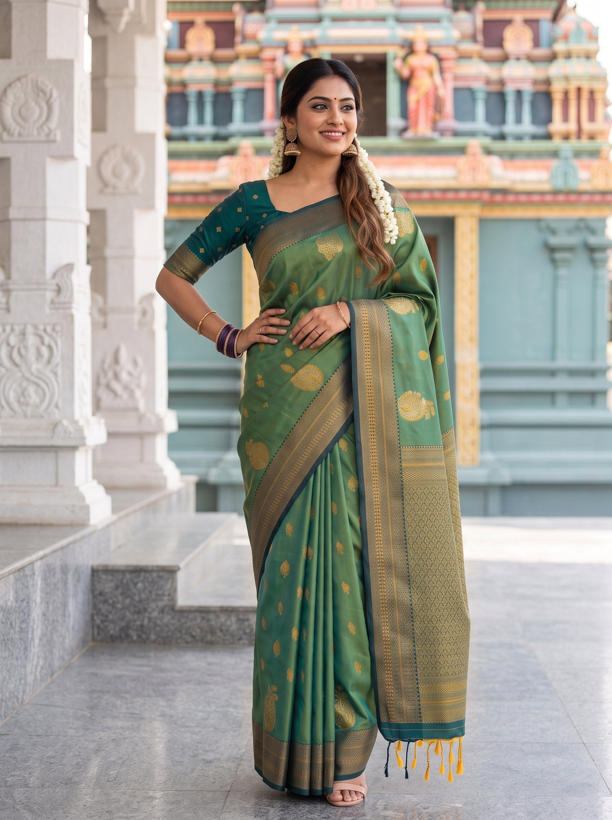 MIMOSA Green Saree Saree — pose 4 styling detail