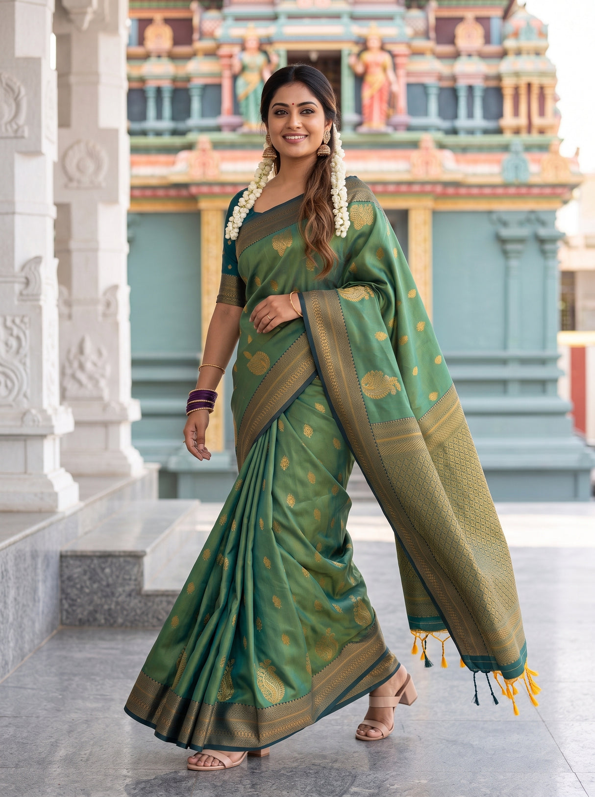 MIMOSA Green Saree Saree — pose 6 styling detail