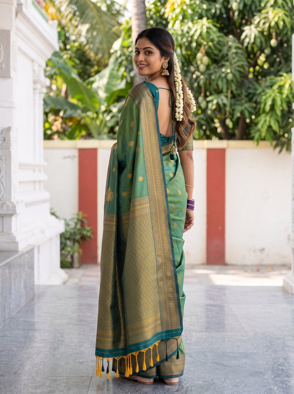 MIMOSA Green Saree Saree — pose 7 styling detail