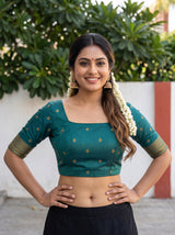 MIMOSA Green Saree Saree — blouse close-up