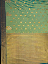 MIMOSA Green Saree Saree — pallu and zari work detail