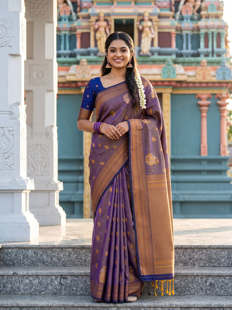 MIMOSA Grey Saree Saree — front view on mannequin