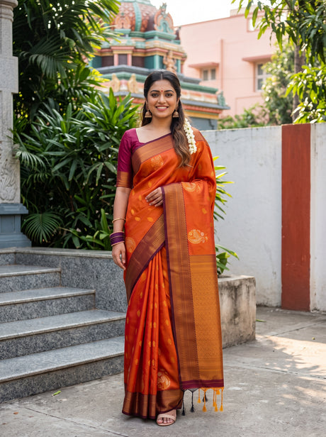 MIMOSA Mustard Saree Saree — front view on mannequin