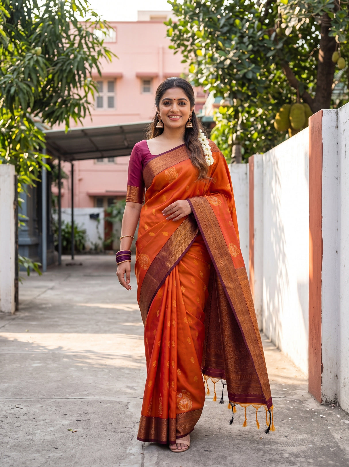 MIMOSA Mustard Saree Saree — pose 6 styling detail