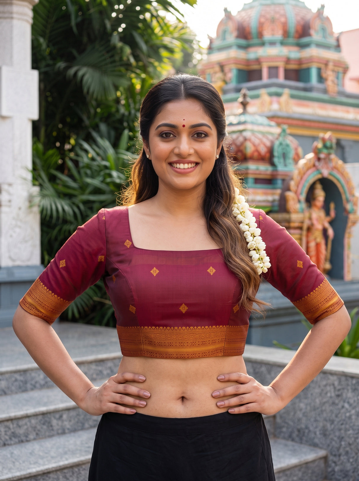 MIMOSA Mustard Saree Saree — blouse close-up