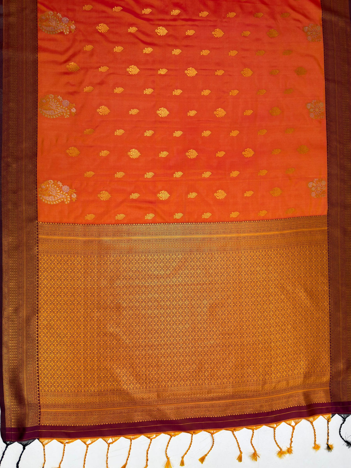 MIMOSA Mustard Saree Saree — pallu and zari work detail