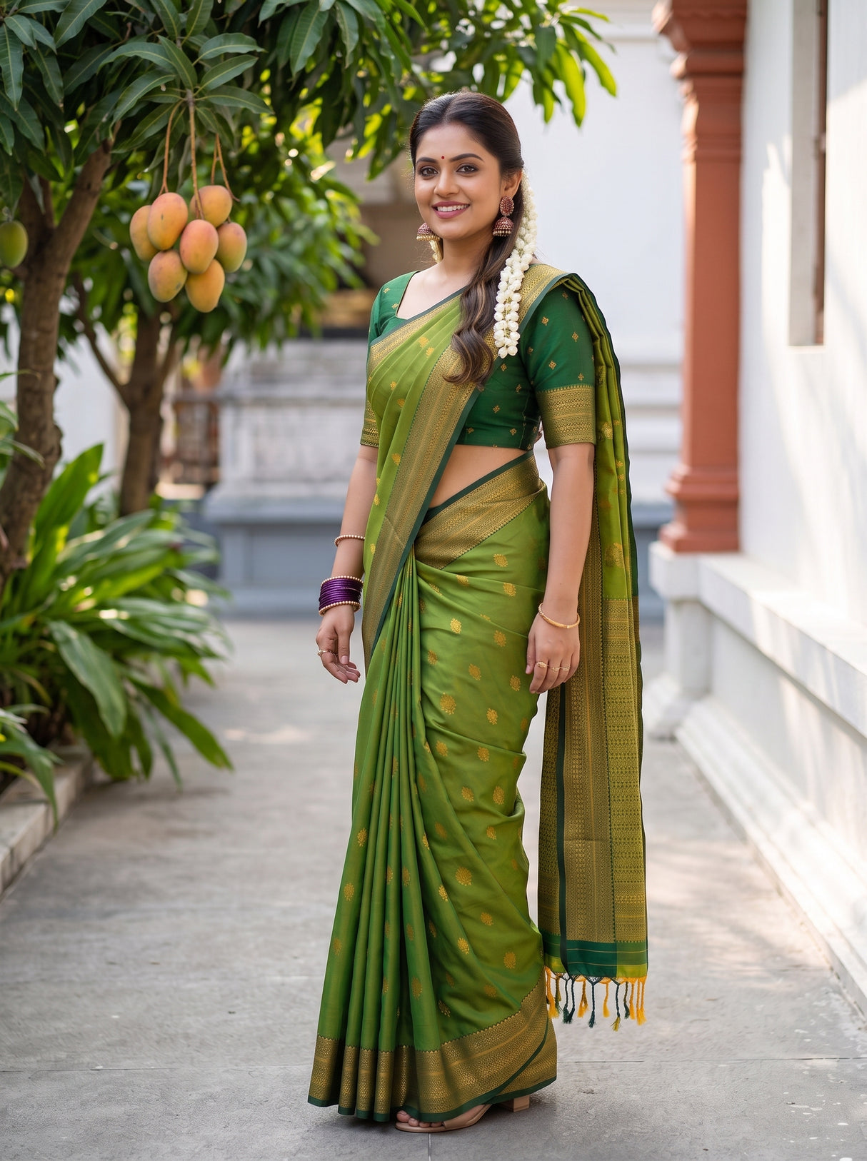 MIMOSA Olive Saree Saree — pose 10 styling detail