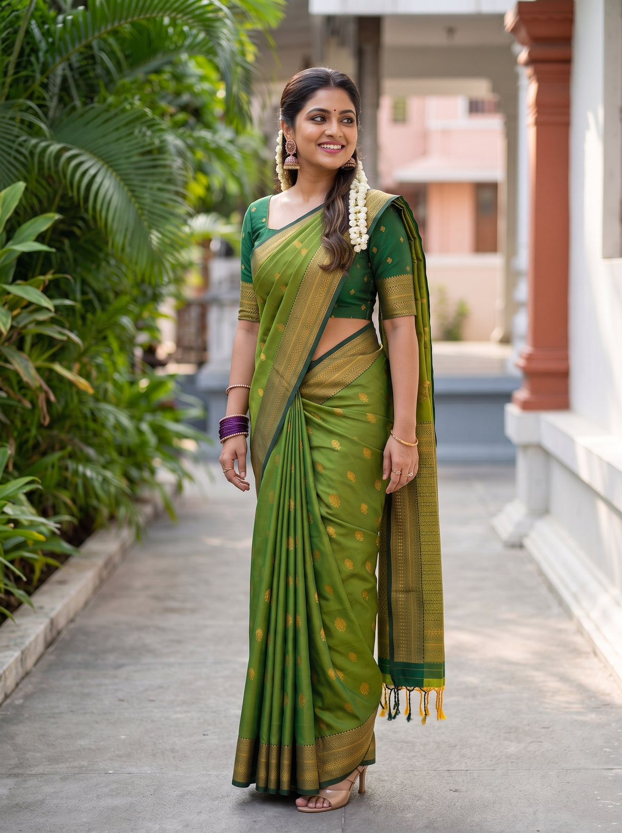 MIMOSA Olive Saree Saree — pose 5 styling detail