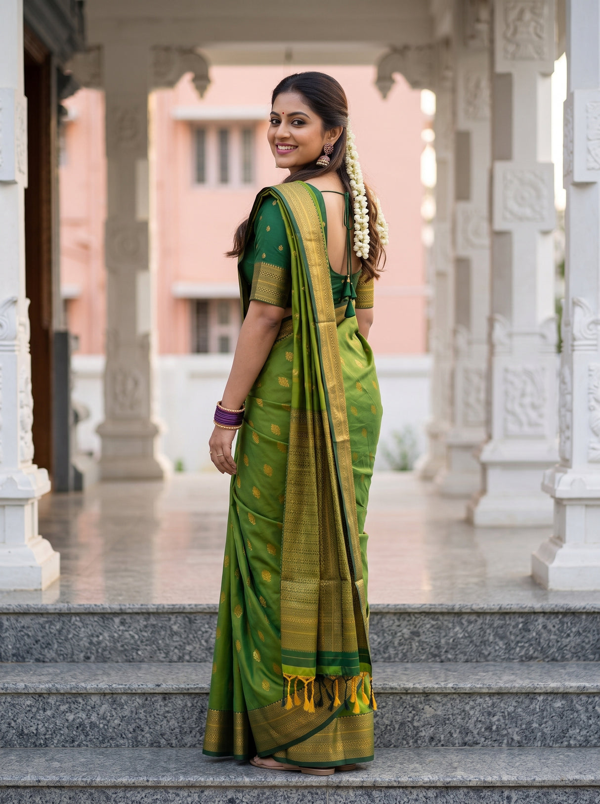 MIMOSA Olive Saree Saree — pose 7 styling detail