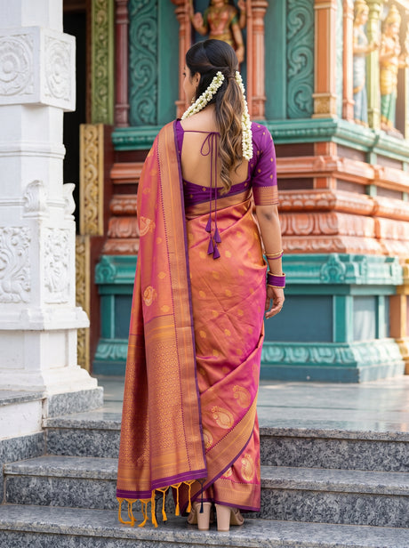 MIMOSA Peach Saree Saree — pose 2 styling detail