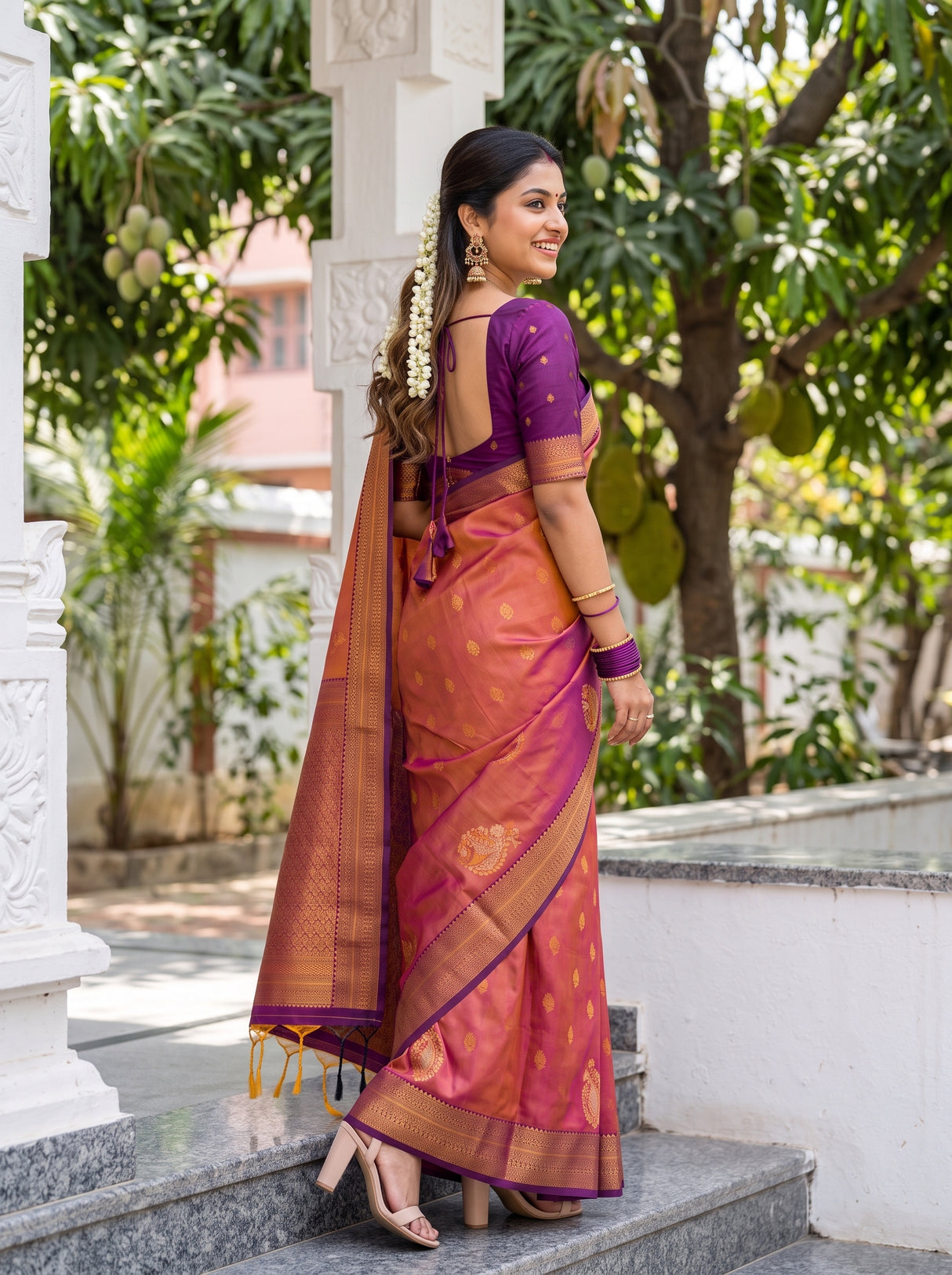 MIMOSA Peach Saree Saree — pose 5 styling detail