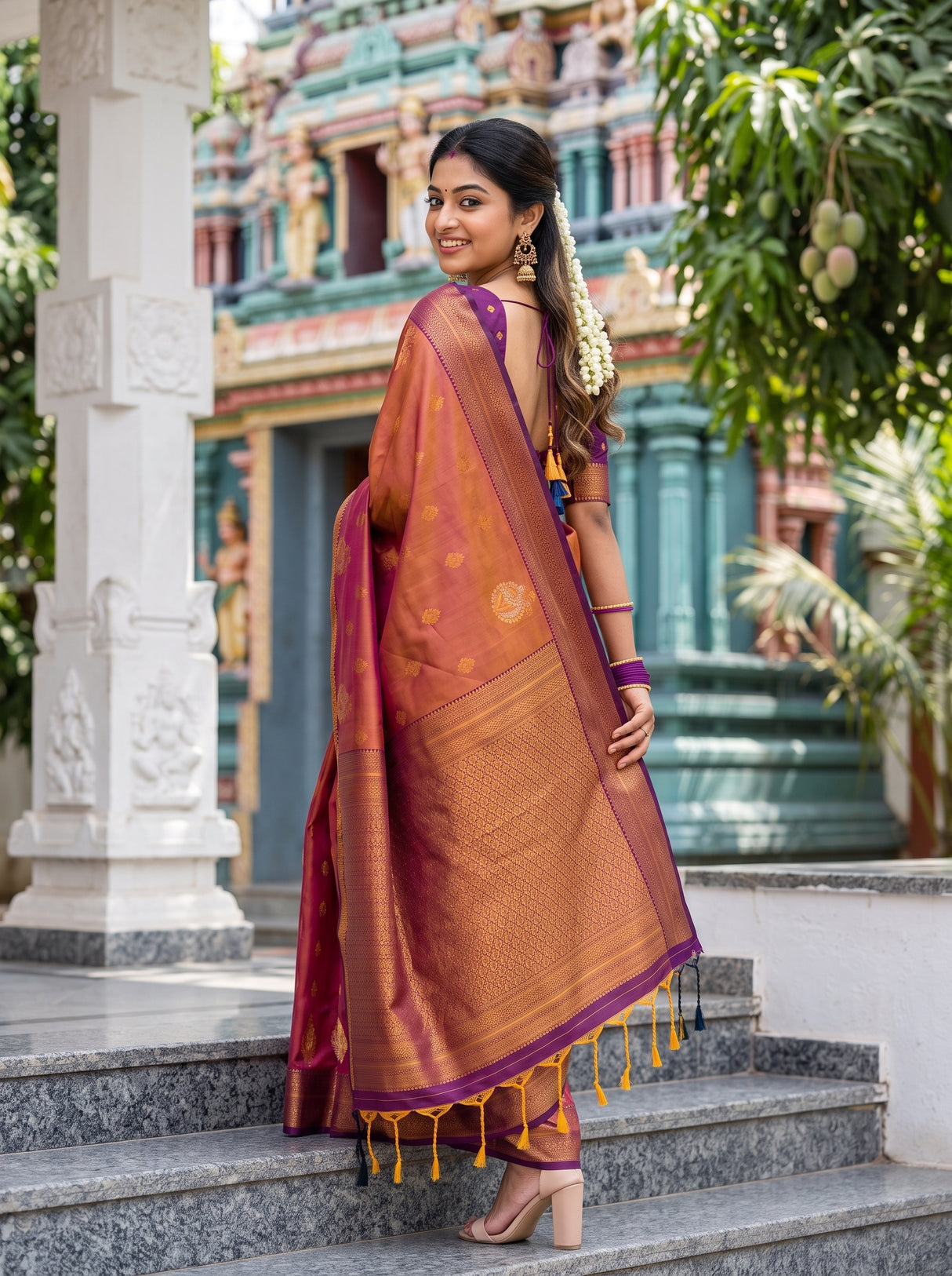 MIMOSA Peach Saree Saree — pose 7 styling detail