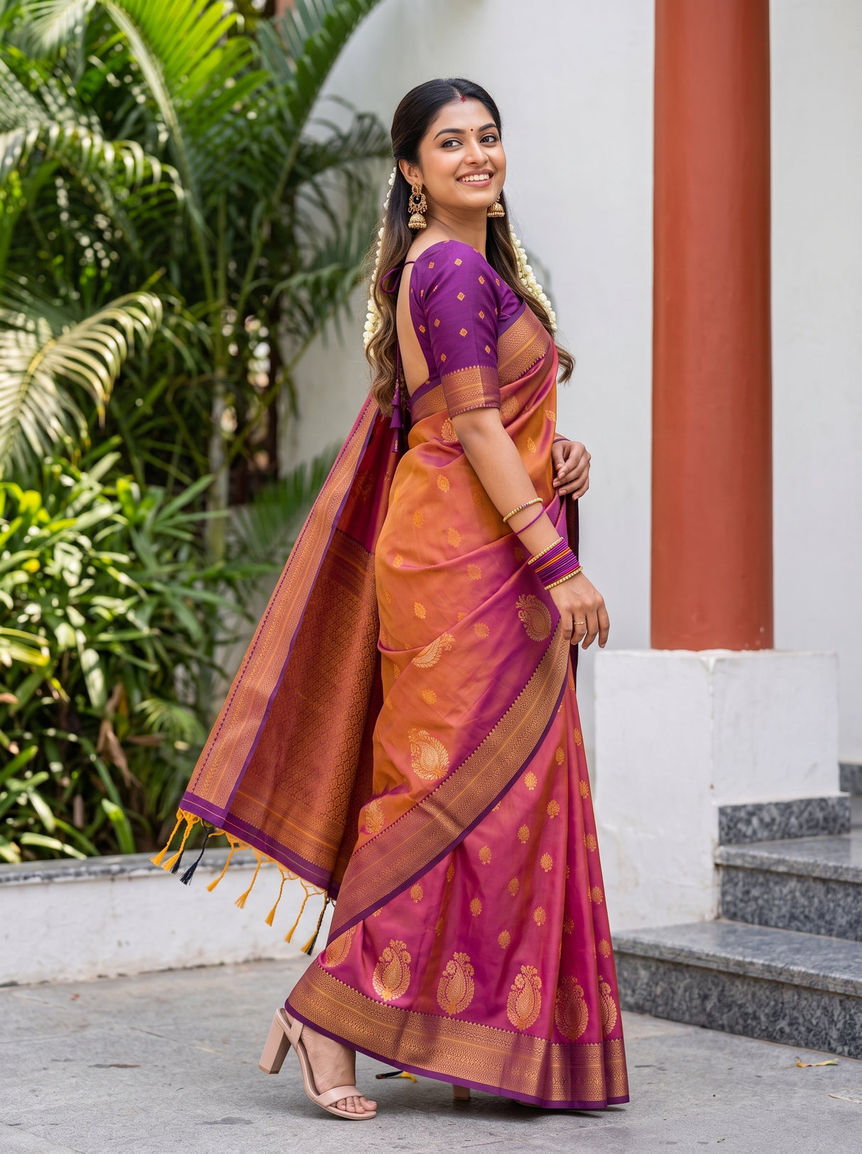MIMOSA Peach Saree Saree — pose 9 styling detail
