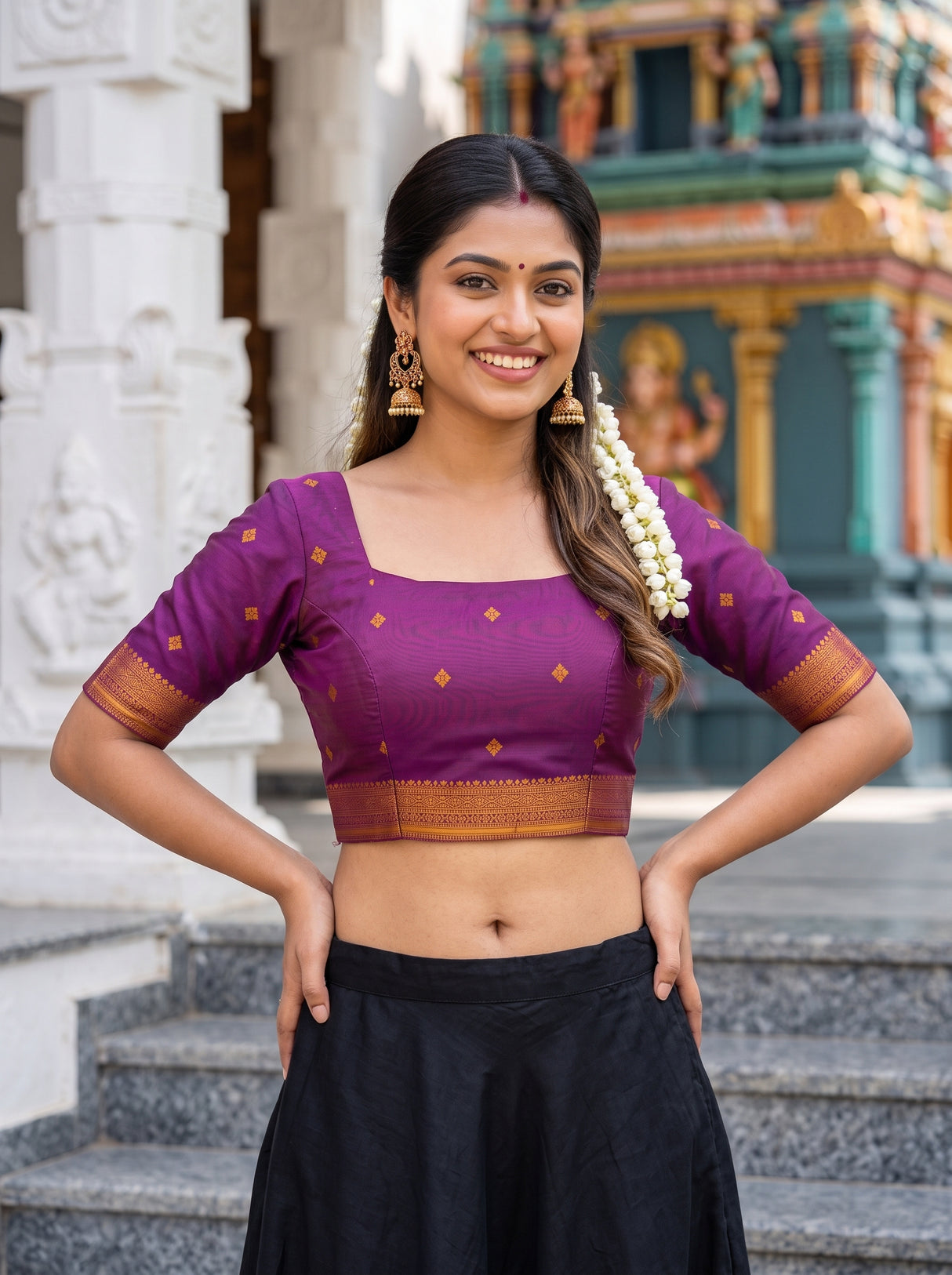MIMOSA Peach Saree Saree — blouse close-up