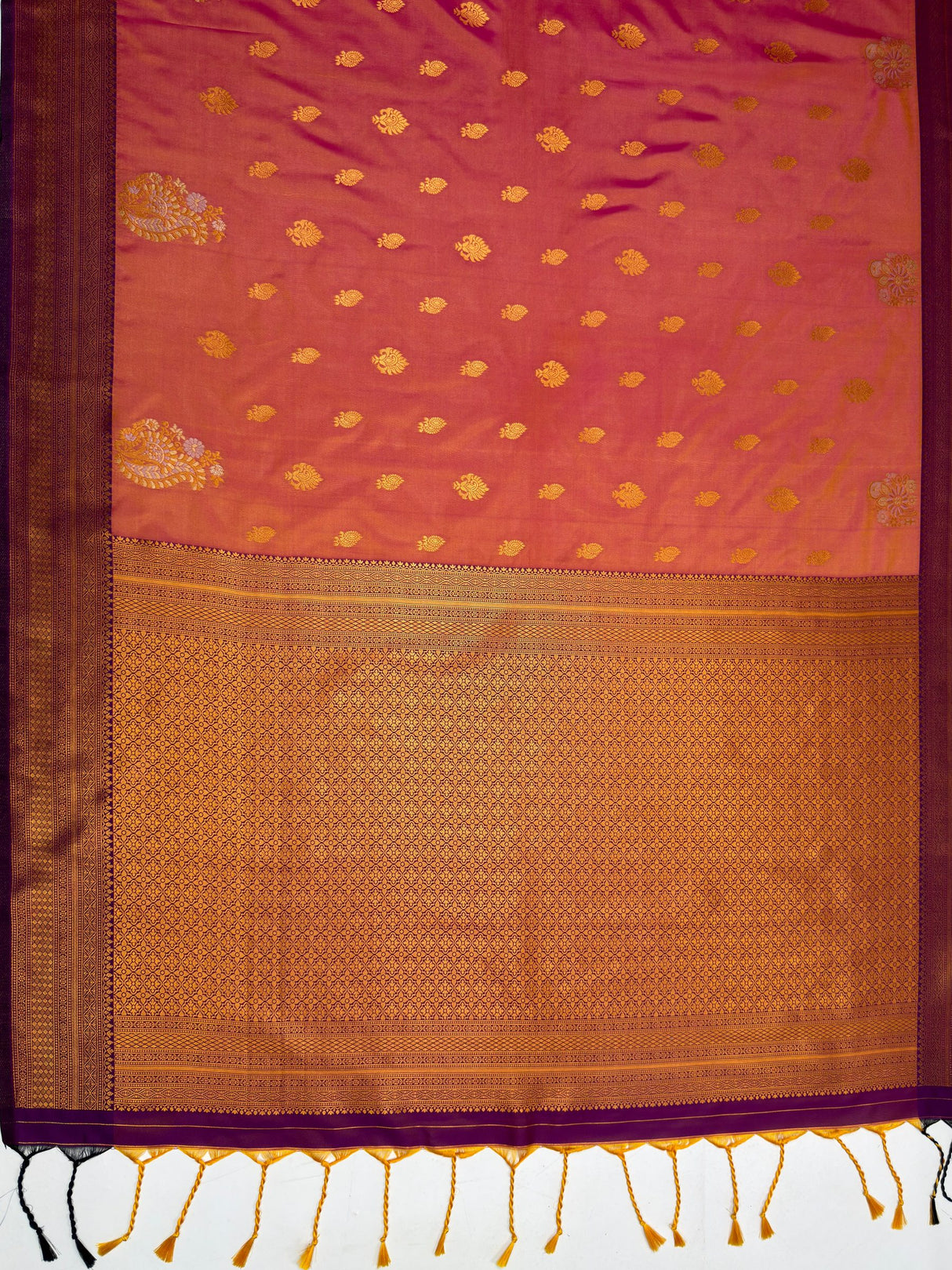 MIMOSA Peach Saree Saree — pallu and zari work detail