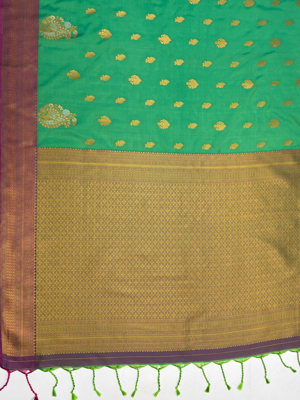 MIMOSA Rama Saree Saree — pallu and zari work detail