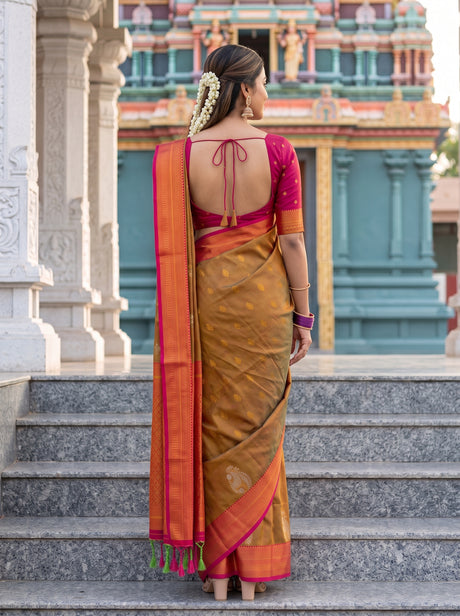 MIMOSA Rust Saree Saree — pose 2 styling detail