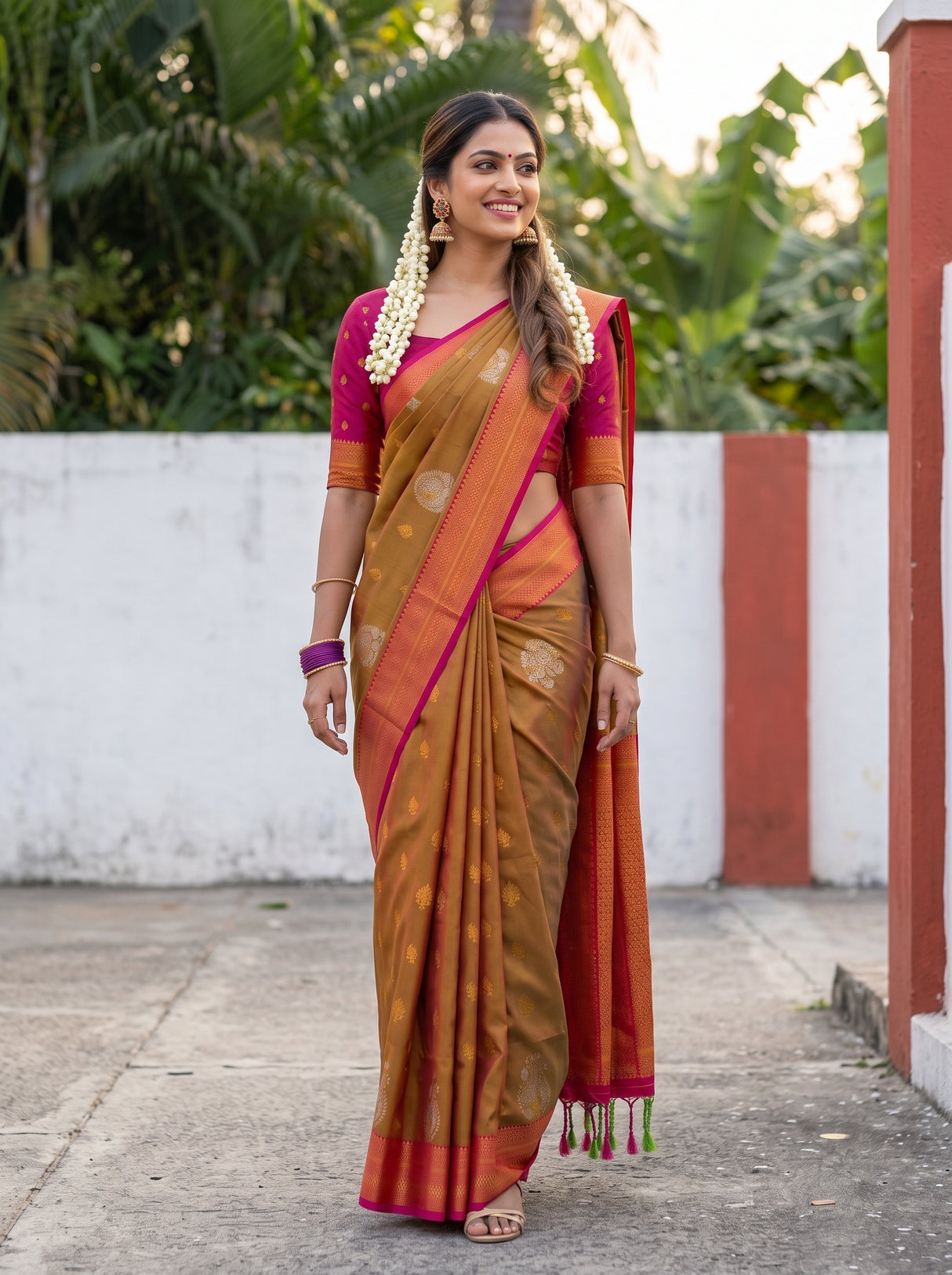 MIMOSA Rust Saree Saree — pose 6 styling detail