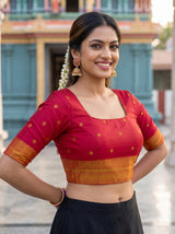 MIMOSA Rust Saree Saree — blouse close-up