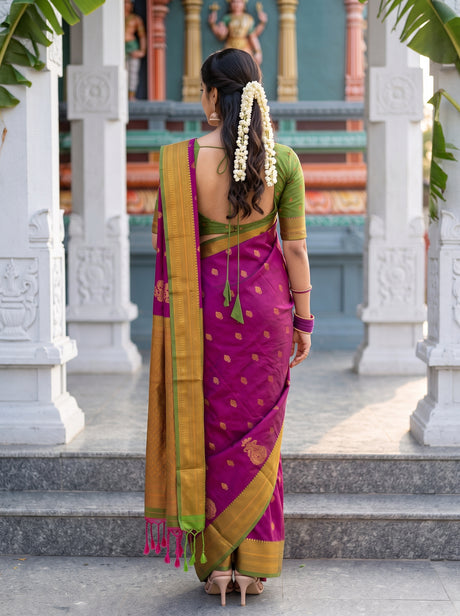 MIMOSA Wine Saree Saree — pose 2 styling detail