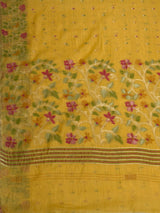 MIMOSA Gold Banarasi Linen Saree — pallu and zari work detail